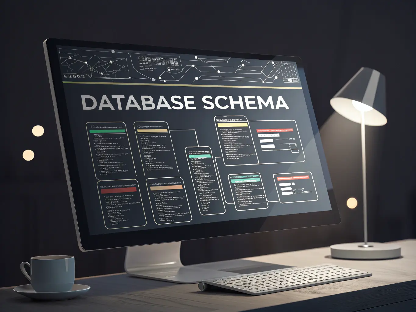 An illustration of a database schema, showcasing the relationships between tables and data, emphasizing the importance of data management.